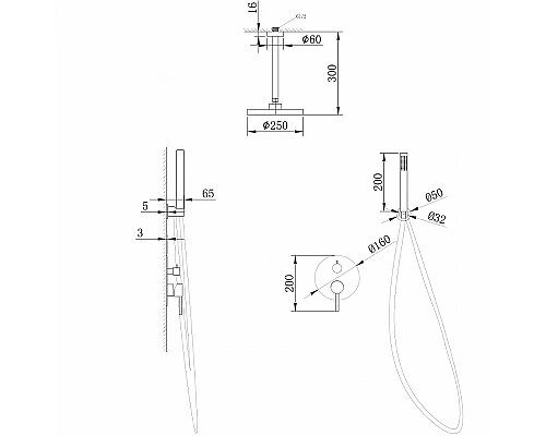 Душевая система Abber Emotion AF8821B Черная матовая