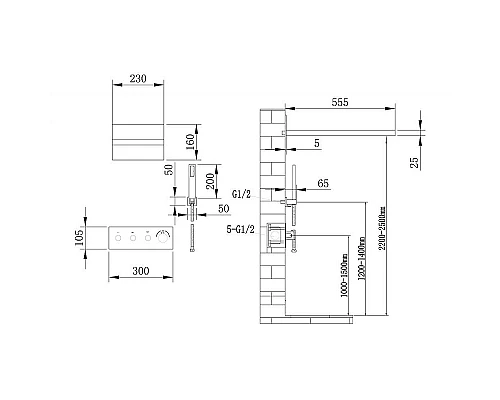 Купить Душевая система Abber Rund AF8752B с термостатом Черная матовая в магазине сантехники Santeh-Crystal.ru