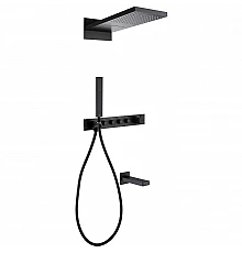 Душевая система Abber Rund AF8753B с термостатом Черная матовая