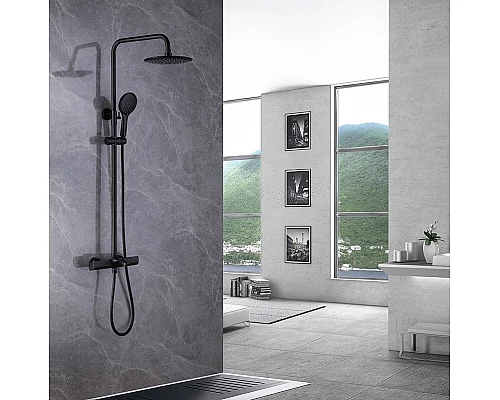 Приобрести Душевая система Abber Thermostat AF8516B Черная матовая в магазине сантехники Santeh-Crystal.ru