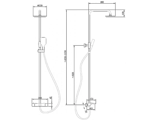 Приобрести Душевая система Abber Thermostat AF8516B Черная матовая в магазине сантехники Santeh-Crystal.ru