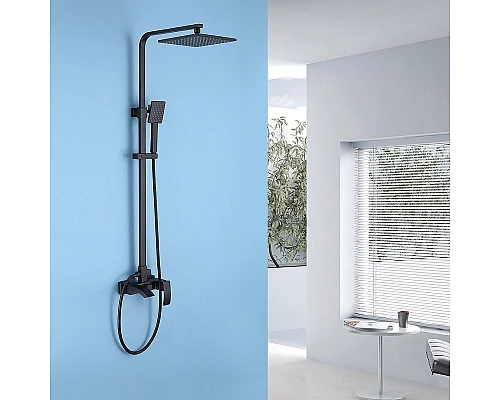 Приобрести Душевая система Abber Wasserfall AF8616B Черная матовая в магазине сантехники Santeh-Crystal.ru
