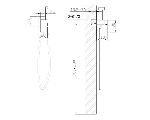 Заказать Гигиенический душ со смесителем Abber Wasserfall AF8625B Черный матовый в магазине сантехники Santeh-Crystal.ru