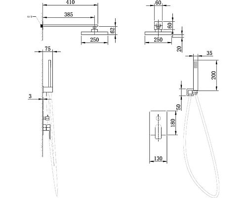 Купить Душевая система Abber Weiss Insel AF8018 Хром в магазине сантехники Santeh-Crystal.ru