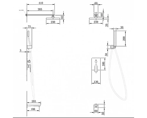 Купить Душевая система Abber Weiss Insel AF8017 Хром в магазине сантехники Santeh-Crystal.ru