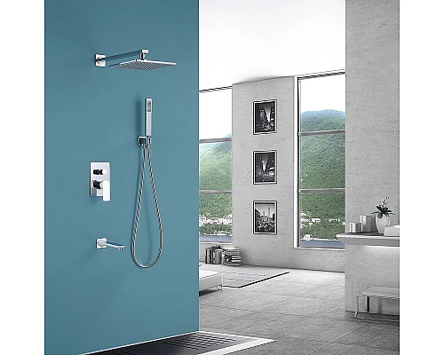 Приобрести Душевая система Abber Weiss Insel AF8017W Белая Хром в магазине сантехники Santeh-Crystal.ru