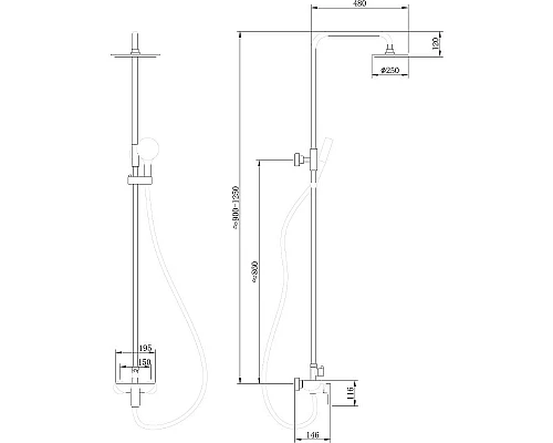 Приобрести Душевая система Abber Weiss Insel AF8020B Черная матовая в магазине сантехники Santeh-Crystal.ru