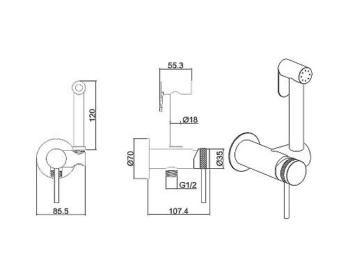 Купить Гигиенический душ со смесителем Allen Brau Priority 5.31029-31 Черный матовый в магазине сантехники Santeh-Crystal.ru