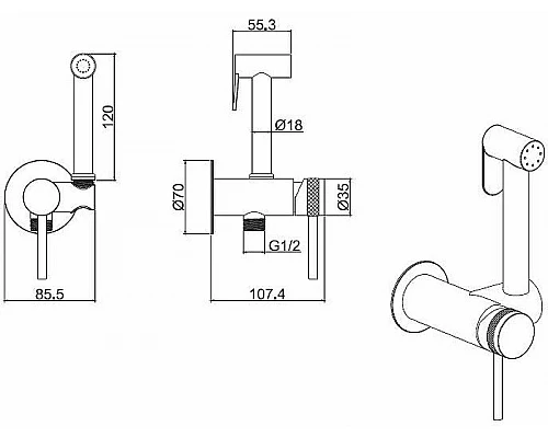 Приобрести Гигиенический душ со смесителем Allen Brau Priority 5.31A29-BN Никель брашированный в магазине сантехники Santeh-Crystal.ru