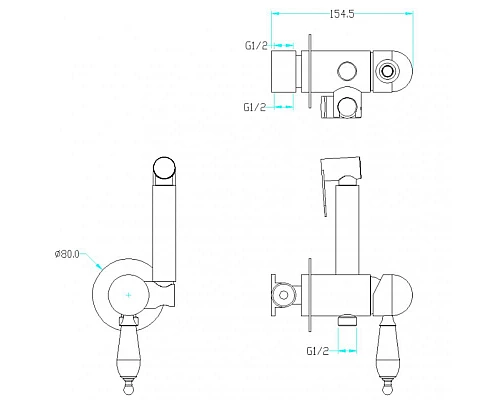 Приобрести Гигиенический душ со смесителем Boheme Imperiale 435 Золото в магазине сантехники Santeh-Crystal.ru
