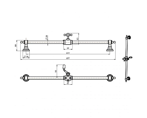 Приобрести Душевая штанга Boheme Imperiale 417 Золото в магазине сантехники Santeh-Crystal.ru