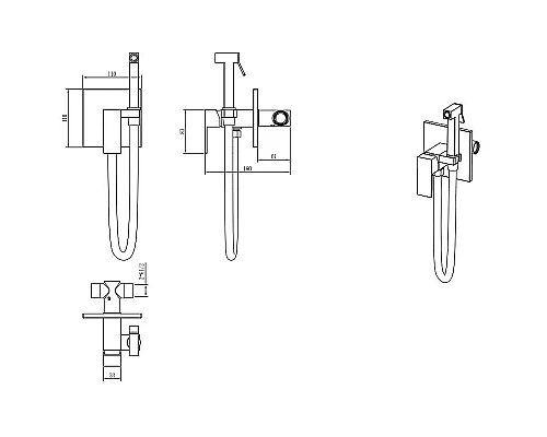Приобрести Гигиенический душ со смесителем Boheme Qubic 477-CR Хром в магазине сантехники Santeh-Crystal.ru
