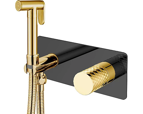 Заказать Гигиенический душ со смесителем Boheme Stick 127-BG Черный матовый Золото в магазине сантехники Santeh-Crystal.ru