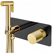 Гигиенический душ со смесителем Boheme Stick 127-BG.2 Черный матовый Золото