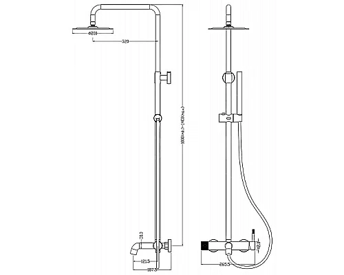 Заказать Душевая система Boheme Uno 468-B Черная в магазине сантехники Santeh-Crystal.ru