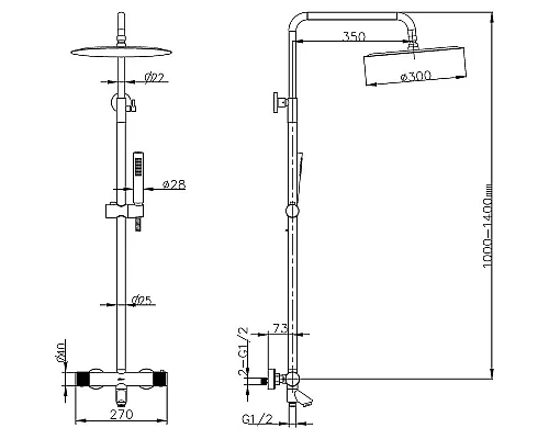 Купить Душевая система Boheme Uno 468-T-GM с термостатом Оружейная сталь в магазине сантехники Santeh-Crystal.ru