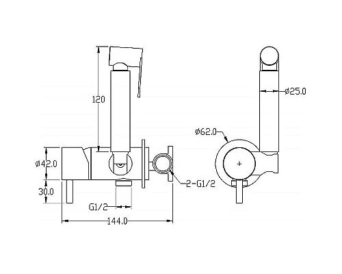 Купить Гигиенический душ со смесителем Boheme Uno 467-GM Оружейная сталь в магазине сантехники Santeh-Crystal.ru