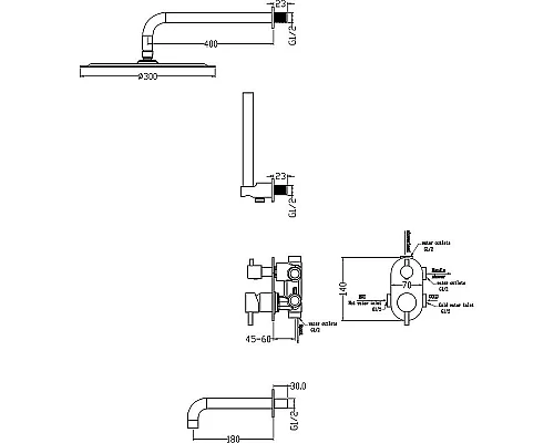 Заказать Душевая система Boheme Uno 464-2-GM Сталь в магазине сантехники Santeh-Crystal.ru