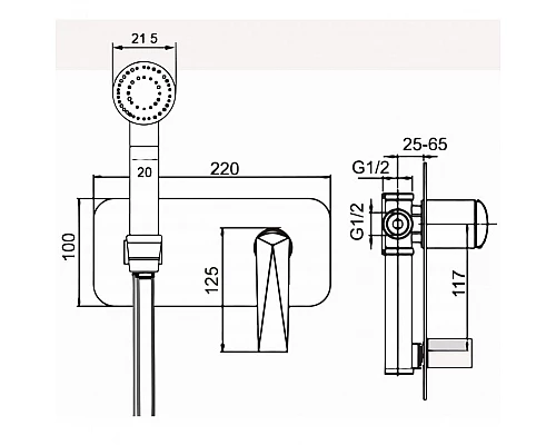 Купить Гигиенический душ со смесителем Boheme Venturo 387 Золото в магазине сантехники Santeh-Crystal.ru
