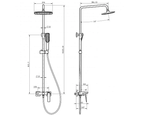 Приобрести Душевая система Boheme Venturo 388 Золото в магазине сантехники Santeh-Crystal.ru