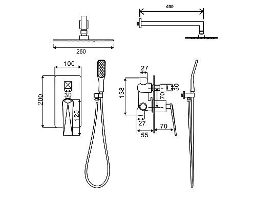 Заказать Душевая система Boheme Venturo 374-W-2 Белая Хром в магазине сантехники Santeh-Crystal.ru
