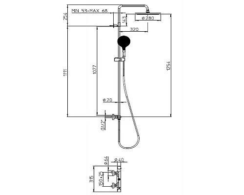 Приобрести Душевая система Bossini Apice L10505.030 с термостатом Хром в магазине сантехники Santeh-Crystal.ru