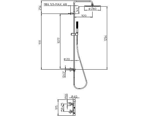 Заказать Душевая система Bossini Apice L10507.030 с термостатом Хром в магазине сантехники Santeh-Crystal.ru