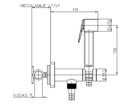 Купить Гигиенический душ со смесителем Bossini Cube Brass E38001B.083 Черный хром в магазине сантехники Santeh-Crystal.ru