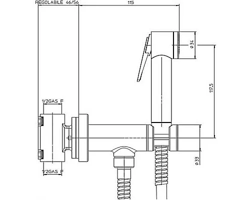 Заказать Гигиенический душ со смесителем Bossini Paloma Flat E37015B.030 Хром в магазине сантехники Santeh-Crystal.ru