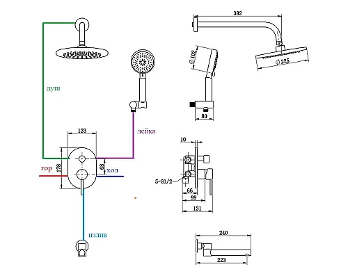Купить Душевая система Bronze de Luxe Scandi 14582BR Бронза в магазине сантехники Santeh-Crystal.ru