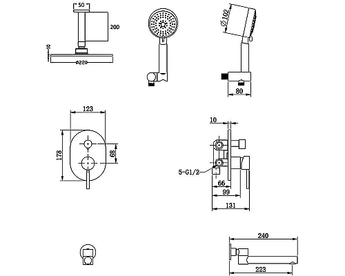 Заказать Душевая система Bronze de Luxe Scandi 14582/1BR Бронза в магазине сантехники Santeh-Crystal.ru