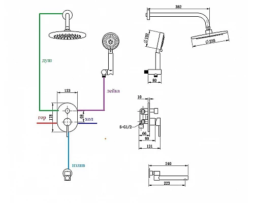 Заказать Душевая система Bronze de Luxe Scandi 14582C Хром в магазине сантехники Santeh-Crystal.ru