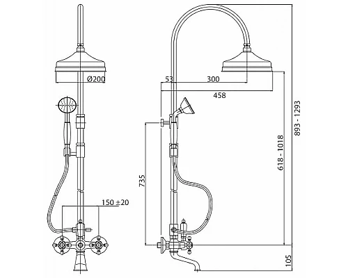 Душевая система Cezares Diamond DIAMOND-CVD-02-Sw Бронза