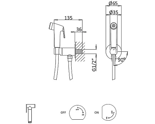 Купить Гигиенический душ с запорным вентилем Cezares LEAF-DIF-BIO Белый матовый в магазине сантехники Santeh-Crystal.ru