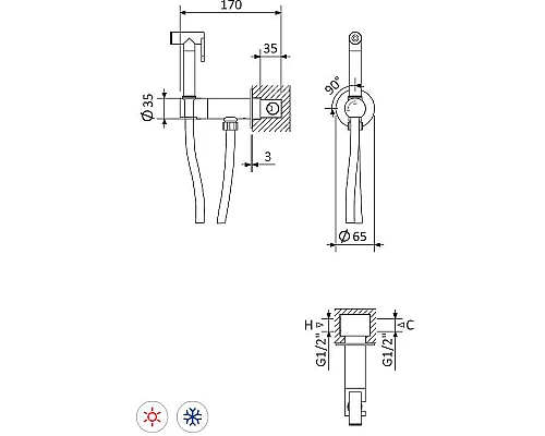 Гигиенический душ со смесителем Cezares Leaf LEAF-DIF-SS Sunset