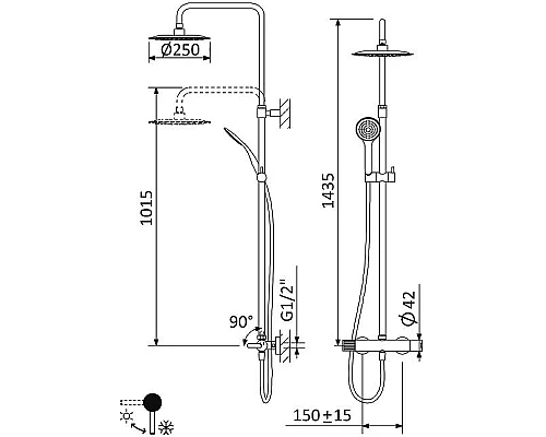 Душевая система Cezares Leaf LEAF-CDA-25-L-NOP Черная матовая