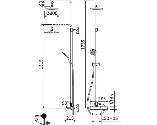 Душевая система Cezares Leaf LEAF-CVDA-30-L-01 Хром