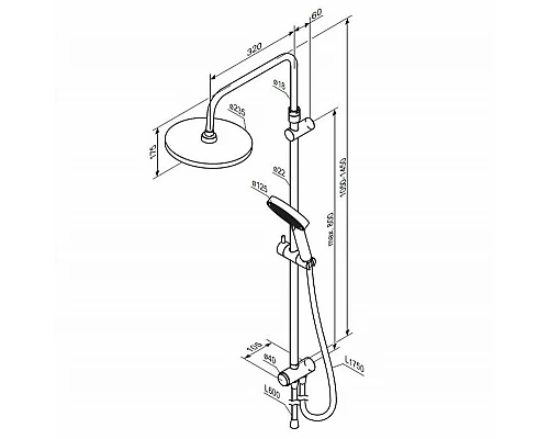 Заказать Душевая система Damixa Apollo 947000300 Черная матовая в магазине сантехники Santeh-Crystal.ru