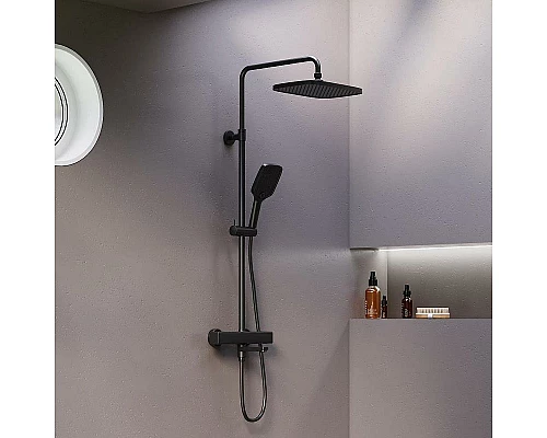 Заказать Душевая система Damixa Gala 953810300 с термостатом Черная матовая в магазине сантехники Santeh-Crystal.ru