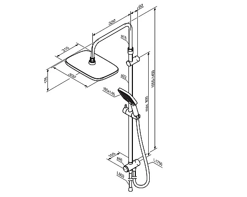 Приобрести Душевая система Damixa Gala 953000000 Хром в магазине сантехники Santeh-Crystal.ru