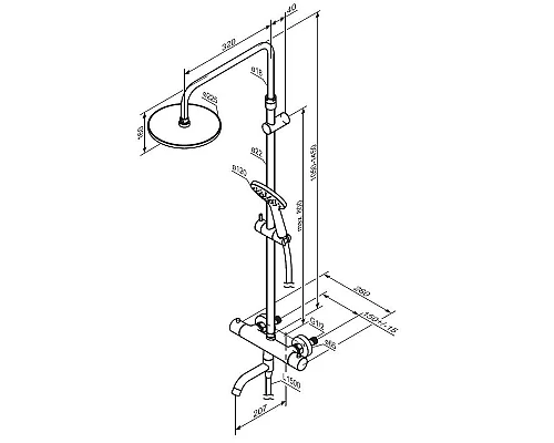 Купить Душевая система Damixa Jupiter 977810000 с термостатом Хром в магазине сантехники Santeh-Crystal.ru