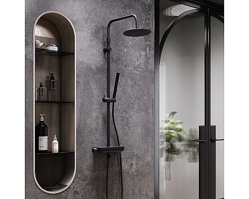 Заказать Душевая система Damixa Scandinavian Pure 936760300 с термостатом Черная матовая в магазине сантехники Santeh-Crystal.ru