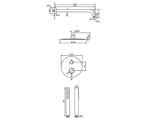Приобрести Душевая система Excellent Pi AREX.SET.1245GL Золото в магазине сантехники Santeh-Crystal.ru