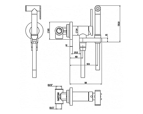 Заказать Гигиенический душ со смесителем Gattoni RT010C0 Хром в магазине сантехники Santeh-Crystal.ru