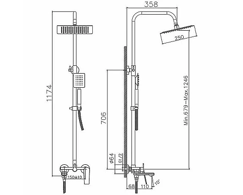 Заказать Душевая система Haiba HB24533-3 Пепельный в магазине сантехники Santeh-Crystal.ru