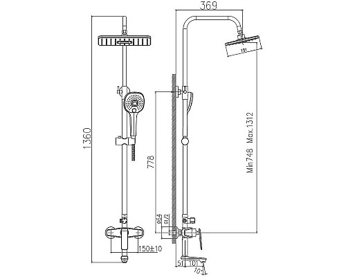 Купить Душевая система Haiba HB24548-7 Черный Хром в магазине сантехники Santeh-Crystal.ru