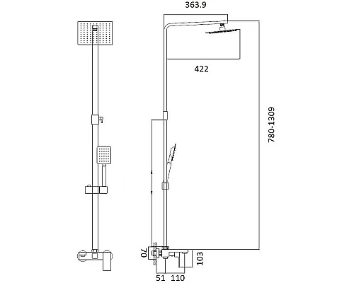 Купить Душевая система Haiba HB24803-2 Нержавеющая сталь в магазине сантехники Santeh-Crystal.ru