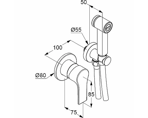 Приобрести Гигиенический душ со смесителем Kludi Zenta SL 489980565 Хром в магазине сантехники Santeh-Crystal.ru