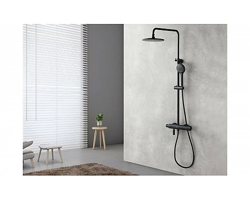 Купить Душевая система Lemark Bronx LM3772BL с термостатом Черная в магазине сантехники Santeh-Crystal.ru