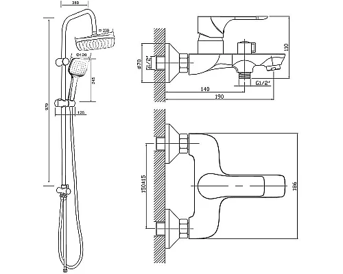Заказать Душевая система Orange Aristo M19-944b Черная в магазине сантехники Santeh-Crystal.ru